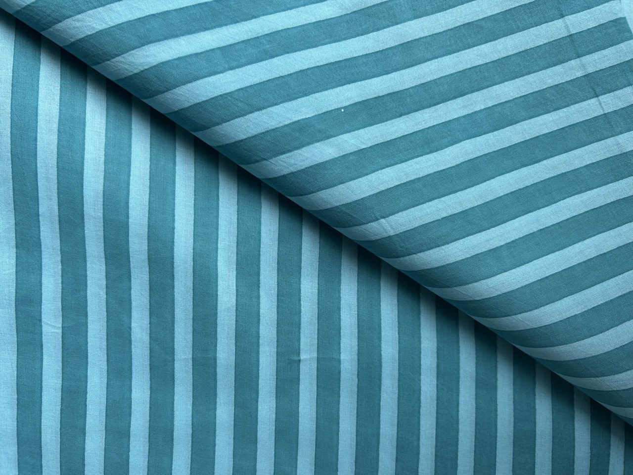 Teal & Mint Aqua Striped Fabric