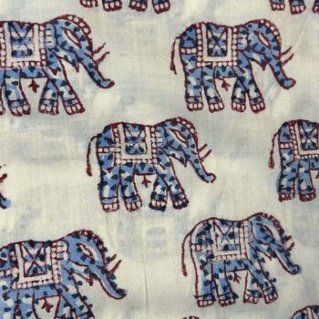Indian Elephant Block Print Cotton Fabric