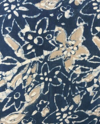Blue Floral Fabric with Sand Beige Accents