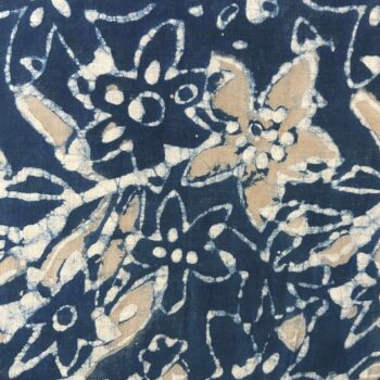 Blue Floral Fabric with Sand Beige Accents