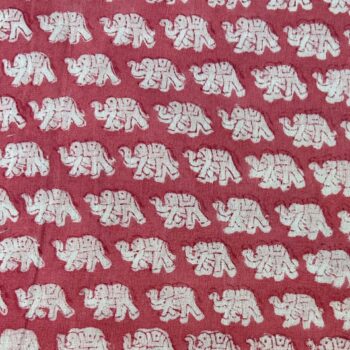 Rose Pink Elephant Hand Block Print Fabric